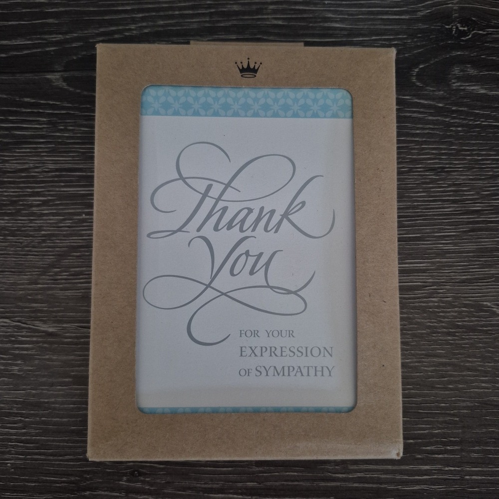 Blue Gray Thank You Expression Sympathy Blank Inside Hallmark Cards - Set of 24